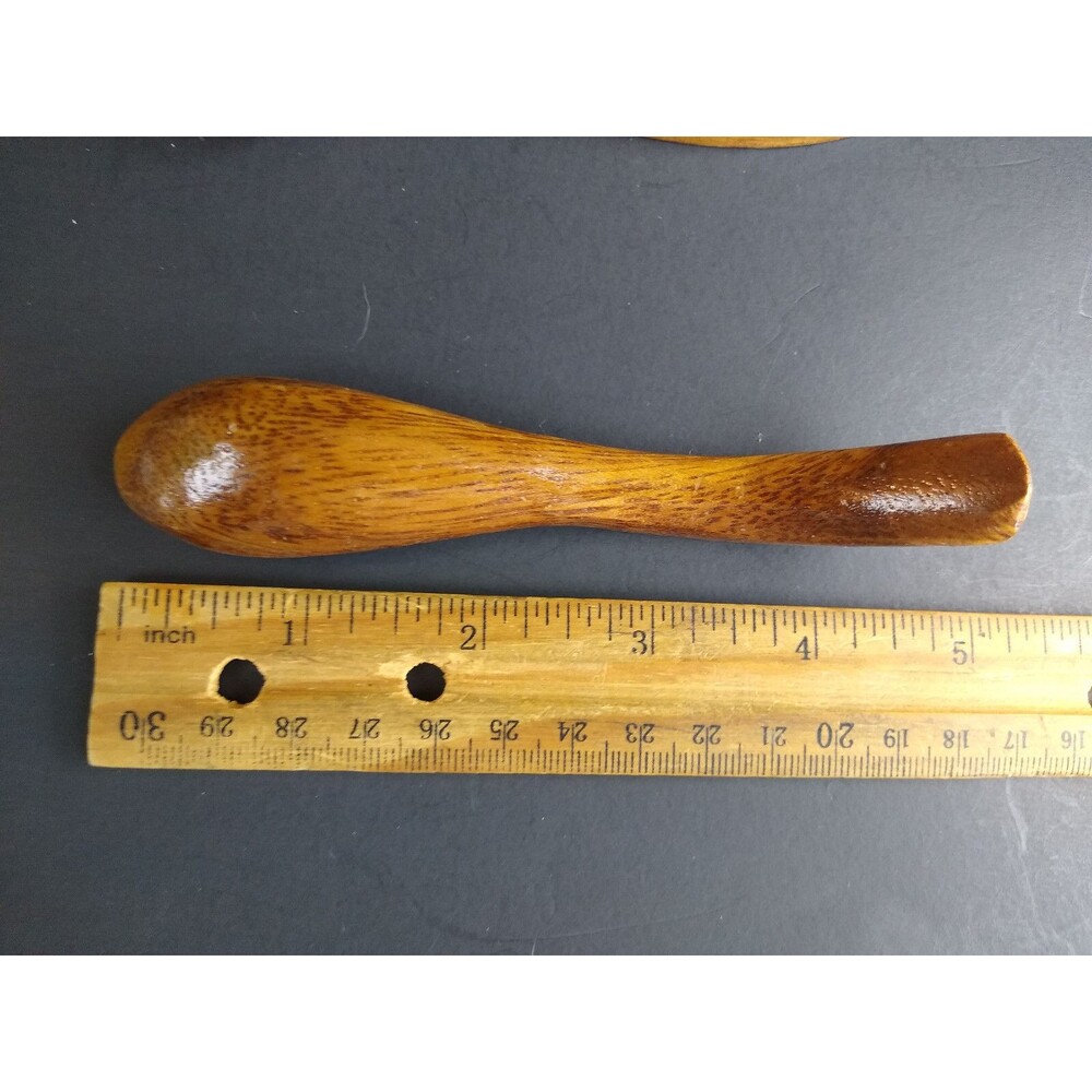 Vintage Wood Bowl Set Pod and Pineapple Shape w Spoon Phillipines MCM Alii Woods - Picture 11 of 12